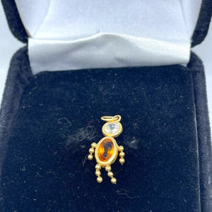 10K Gold Child Figure Birthstone Pendant Citrine (November)